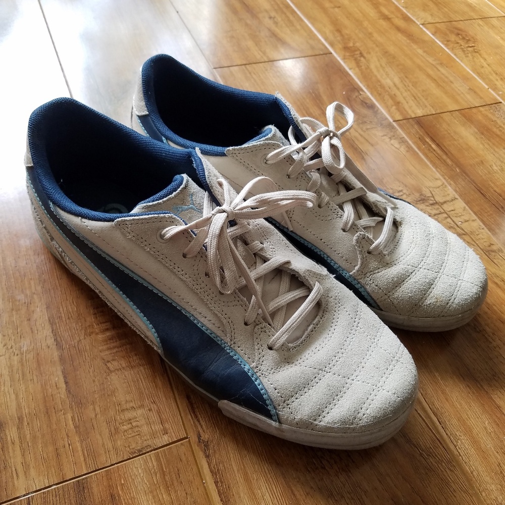 Puma Beige and Blue Suede Shoes size 10